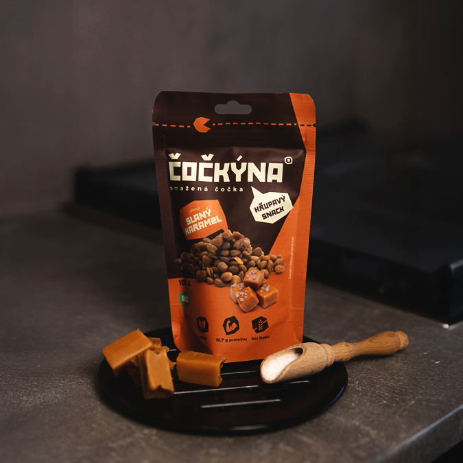 Křupavá Čočka - Slaný karamel BIO - 100g
